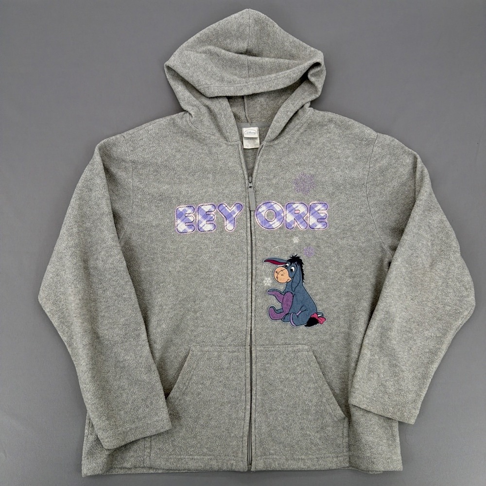 Women's Vintage 90s Disney Winnie The Pooh Eeyore Zip Up Hoodie Sweatshirt Sz XL